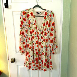 Forever 21 floral empire waste Dress Sz M